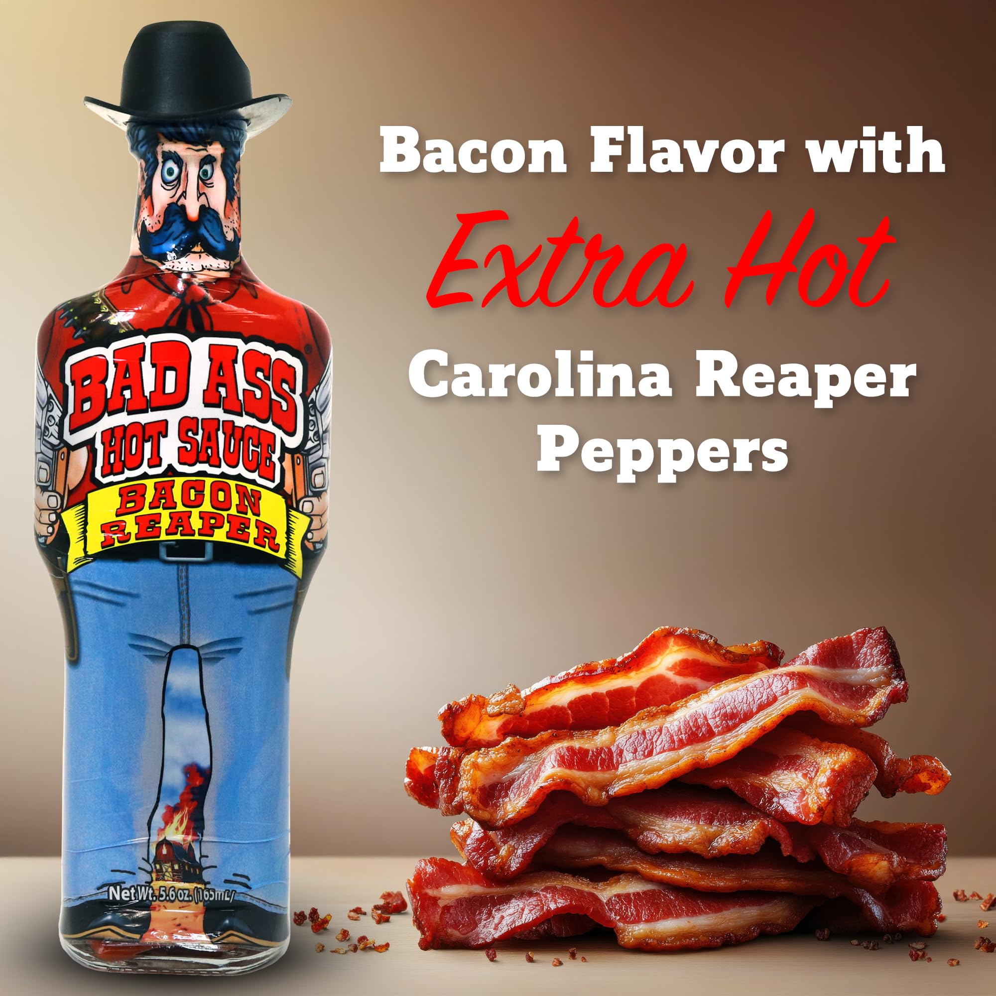 BAD ASS Premium Hot Sauce - Try if you dare! - Perfect Gourmet Gift for the Hot Sauce Fan (Bacon Reaper)