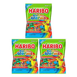 Haribo Rainbow Gummy Worms Pack of 3 (5 oz Bags) Lemon, Strawberry, and Black Currant Candy for Easter, and More in a King of Sweets Bulk Bag