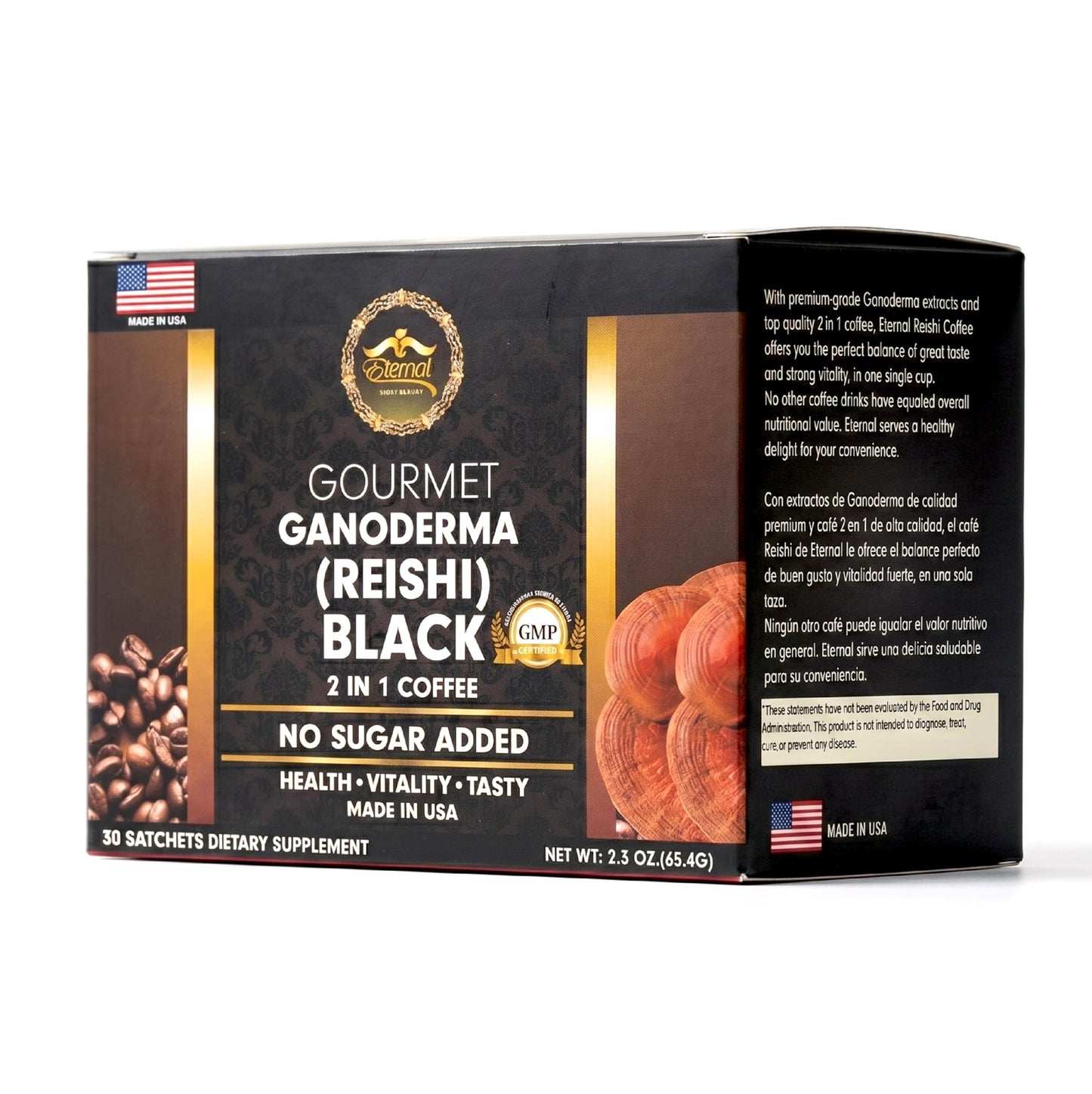 Eternal Spirit Beauty Asian 2 in 1 Black Coffee Singles, 30 Packets (0.07 oz) - Instant Black Coffee, Bold Roast Flavor, Travel-Friendly Single Serve