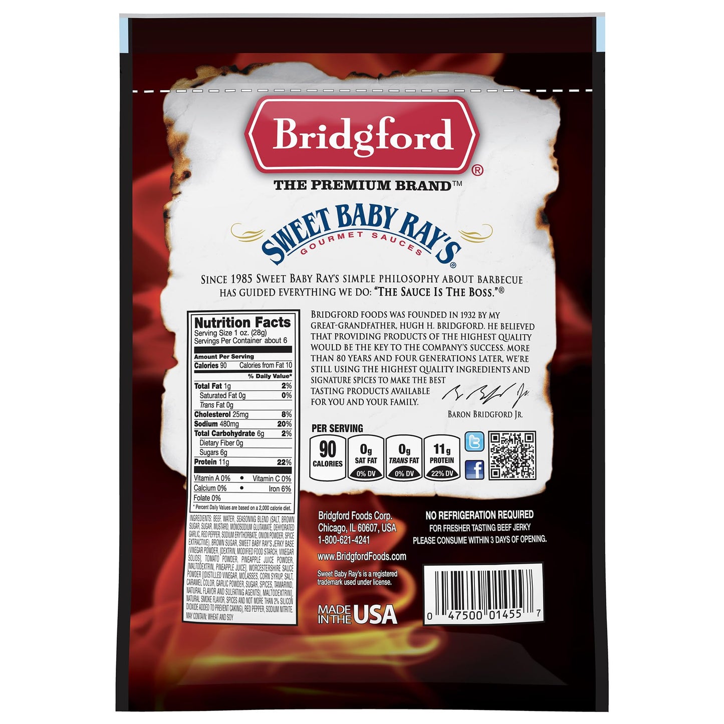 Bridgford Sweet Baby Ray’s Beef Jerky Sweet N Spicy 6.2 oz Pack of 3 - High Protein Sweetened Spicy Beef Jerky for Your Dietary Preference