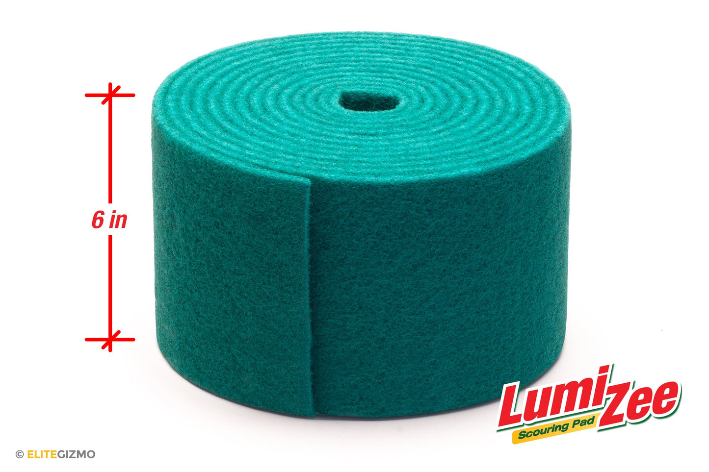 Green Scrubbing Pad Roll 19ft Economy Size Medium Duty Abrasive Scrub Sponge Scouring Pads 19ft x 6in x 0.3in (6m x 15cm x 8mm) Scrubby Tough Stains
