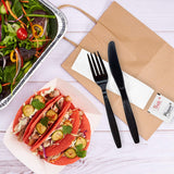 Karat [ 250 ct ] Black Wrapped PS Plastic Cutlery Set with Napkin (Knife, Fork, 1-ply Napkin, Salt & Pepper) U2208B