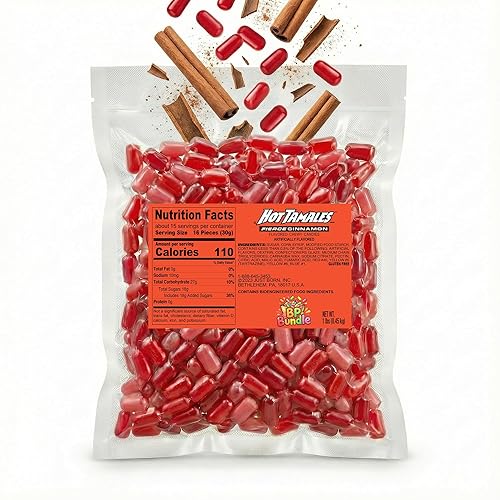 Hot Tamales Fierce Cinnamon Candy - 1lb Bulk Bag (Includes 2 x 0.5 lb Bags) - Spicy Mix, Gummy Sour, Sugar-Free Spicy Candy Variety Pack for Every