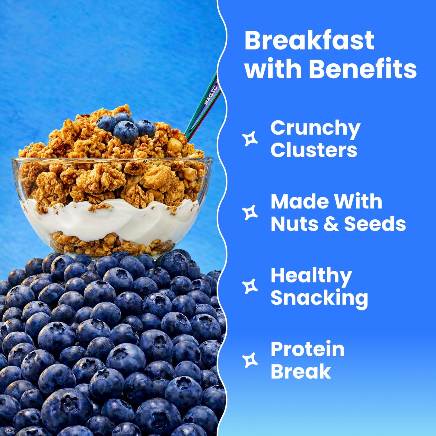 Magic Spoon High Protein Granola Low Sugar - 4 Pack: Apple Cinnamon, Blueberry Vanilla, Peanut Butter, & Honey Almond - Low Carb Sugar Free Protein