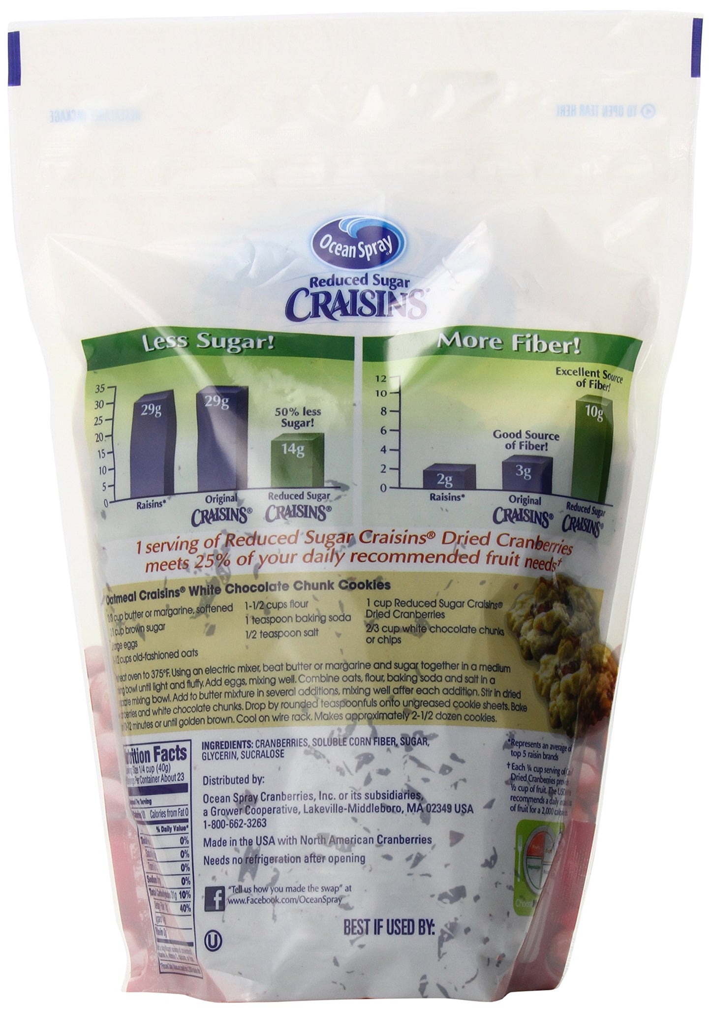Ocean Spray Reduced Sugar Craisins, 43 oz