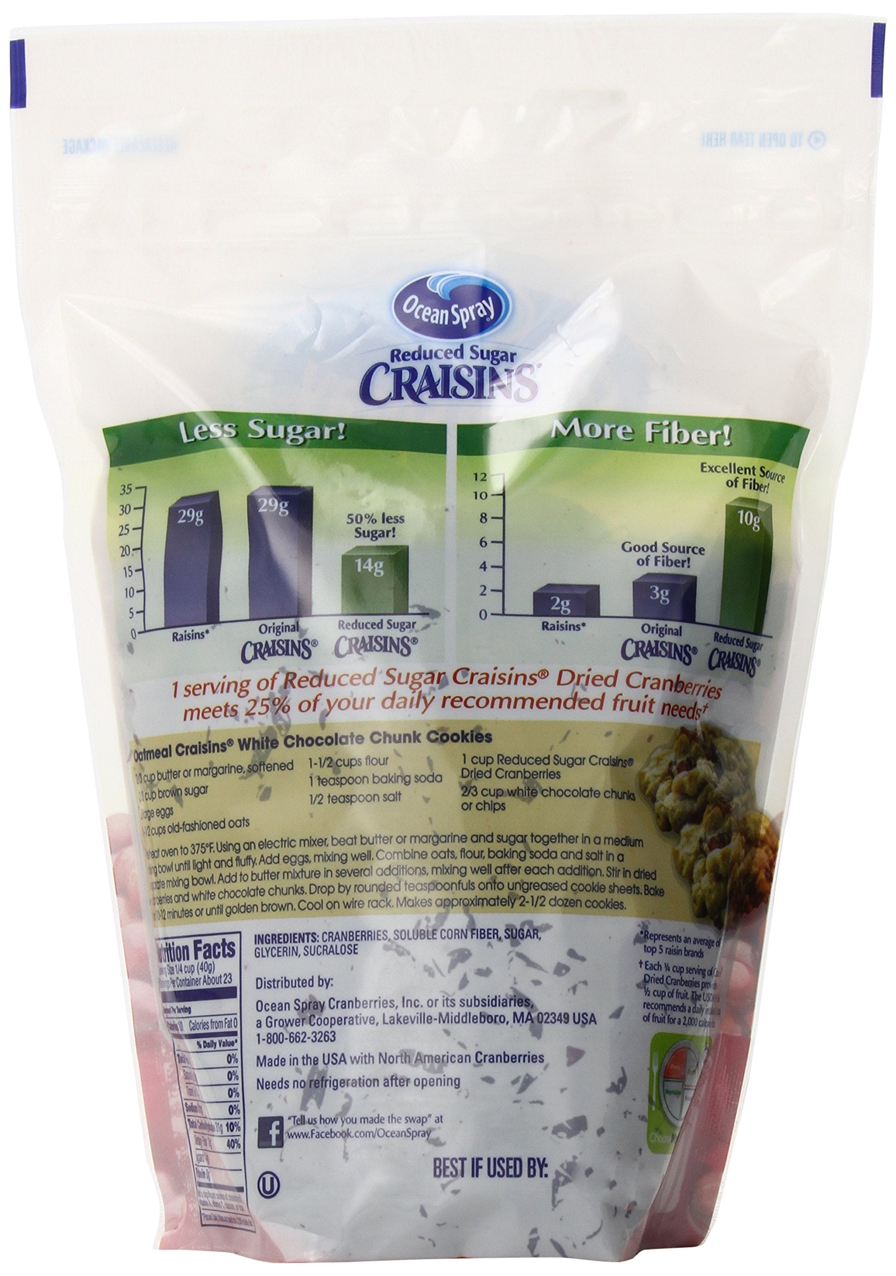 Ocean Spray Reduced Sugar Craisins, 43 oz