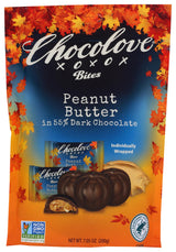 Chocolove Peanut Butter In Dark Chocolate Bites, 55% Cacao | Non GMO, Rainforest Alliance Certified Cacao, Certified Kosher | 7.05 oz Per Pack