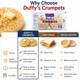 Duffy’s Crumpets British Breakfast Bread, Soft and Airy, Perfect for Toasting, Holds Butter and Jam, Traditional English Recipe, Muffin Alternative