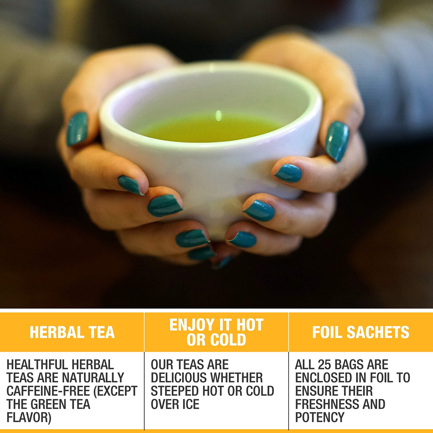 Tipson Organic Moringa Caffeine Free Herbal Tea - Lemon Flavor - 25 Premium Double Chambered Bags - Superfood - Keto/Paleo