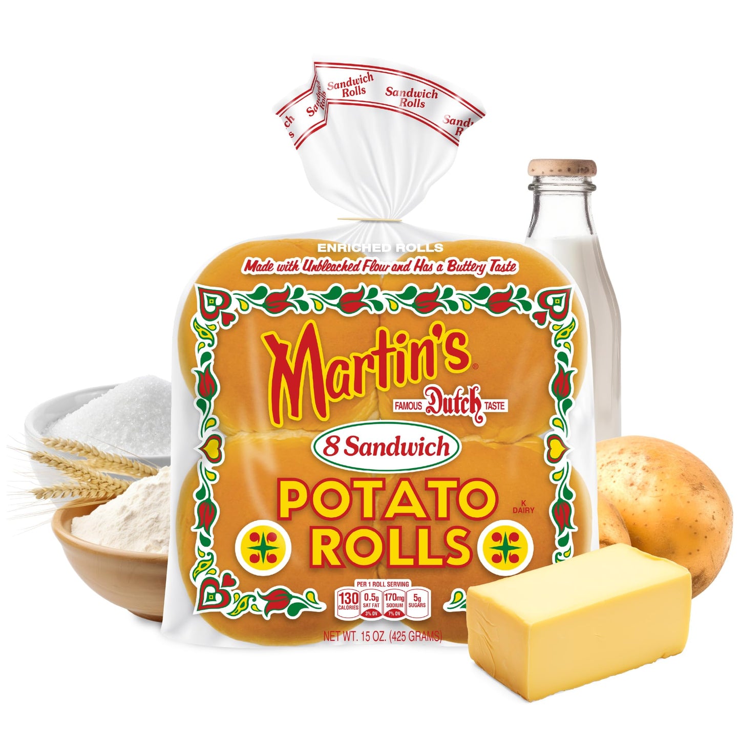 Martins Sandwich Potato Rolls - 3.5” Non GMO Hamburger Buns Perfect for Burgers & Chicken Patty - Golden, Soft & Sweet, Made of Nonfat Milk, High