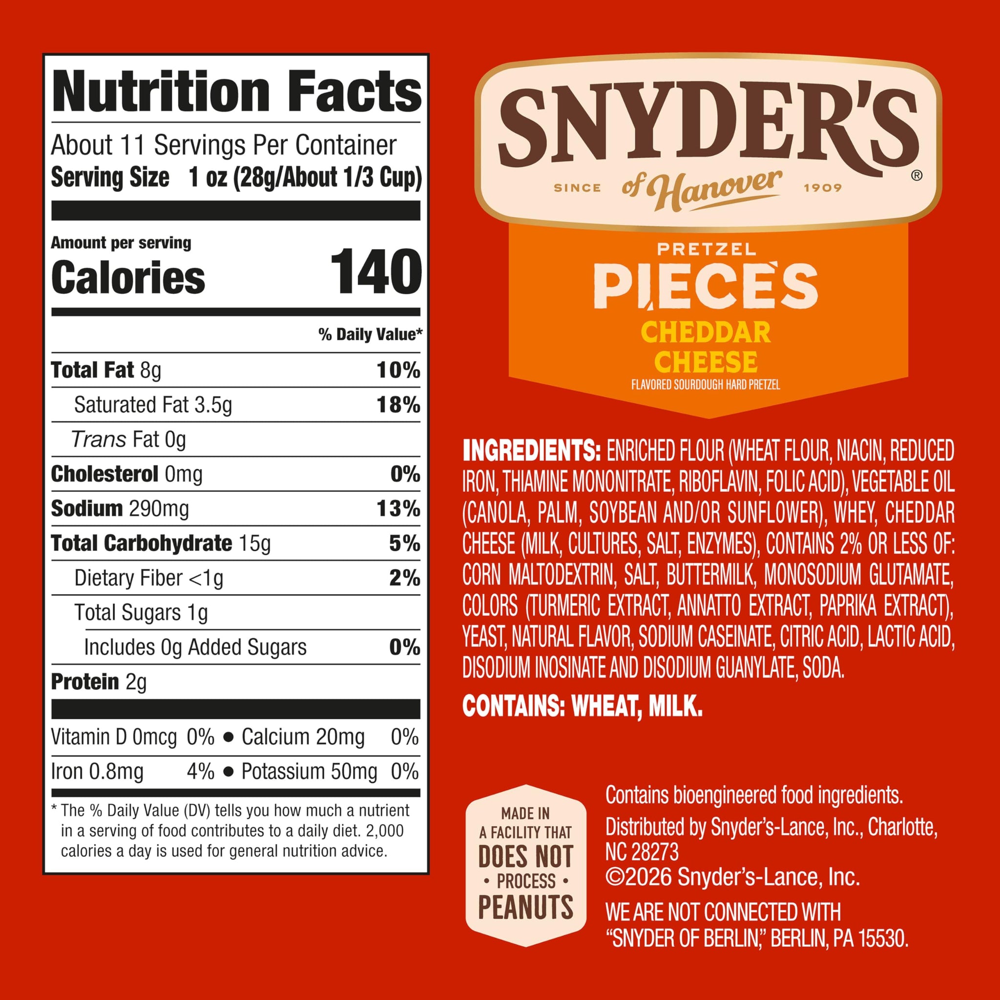 Snyder's of Hanover Cheddar Cheese Flavored Pretzel Pieces, 11.25 Oz