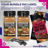 Blackstone Whiskey Burger Seasoning - Gourmet Griddle Premium Barbecue Rub 2 Pk (19.2 oz) + BBQ Masters & Opener (4 Items)!