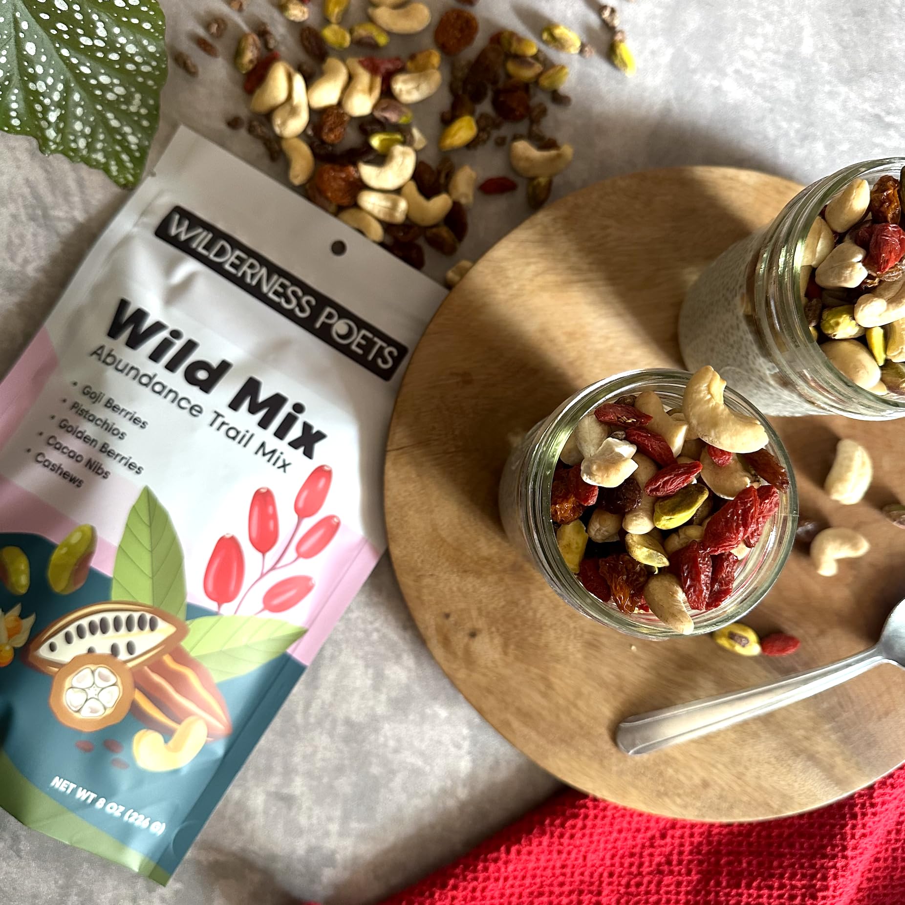 Wilderness Poets, Abundance Wild Mix - Organic Raw Superfood Blend (3.25 Ounce) Cashew, Pistachio, Goji Berry, Cacao, Golden Raisin, Golden Berry