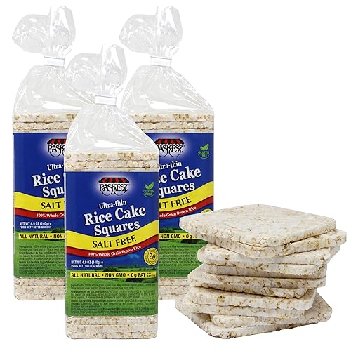 Salt Free Rice Cakes Unsalted - Ultra Thin Rice Cakes - Whole Grain Brown Rice Cakes - Fat Free, Non GMO, Gluten Free Rice Cakes - Low Calorie Snacks