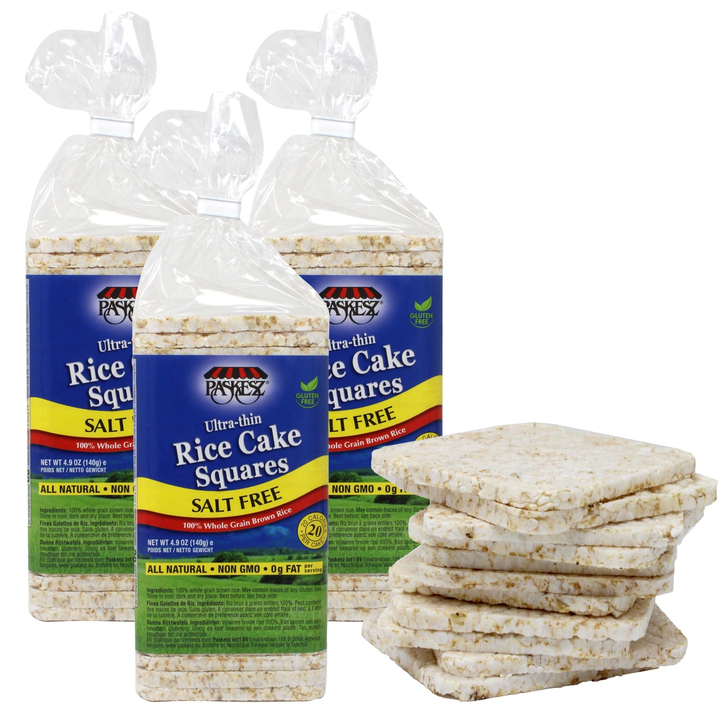 Salt Free Rice Cakes Unsalted - Ultra Thin Rice Cakes - Whole Grain Brown Rice Cakes - Fat Free, Non GMO, Gluten Free Rice Cakes - Low Calorie Snacks