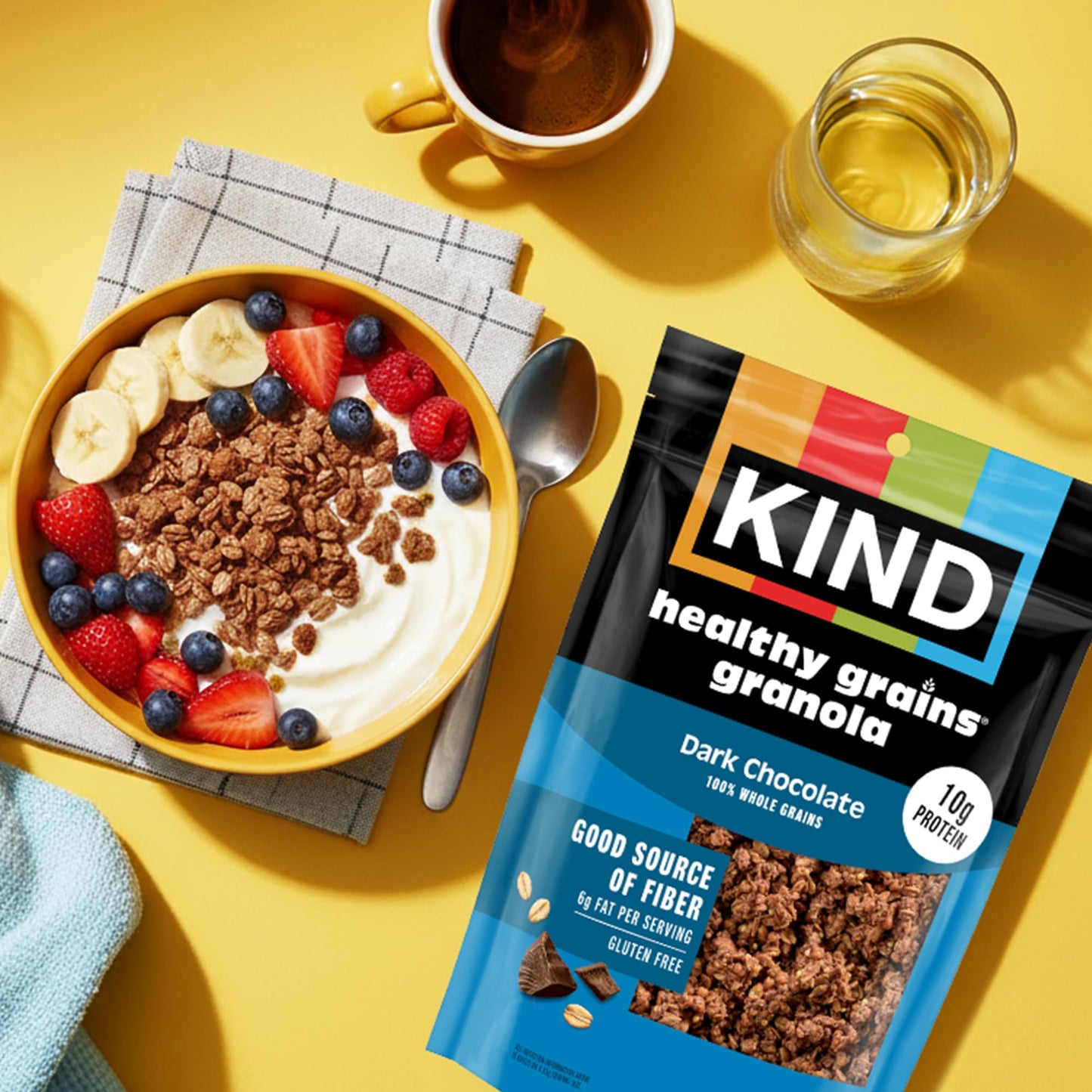 Kind Healthy Grains Granola, Dark Chocolate Clusters, Gluten Free, Healthy Snack Mix, 10g Protein, 11oz, 6 Count