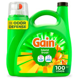 Gain Liquid Laundry Detergent, With Odor Defense, Island Fresh Scent, Laundry Soap For HE Washing Machines, 132 fl oz, 100 Loads (Packaging May Vary)