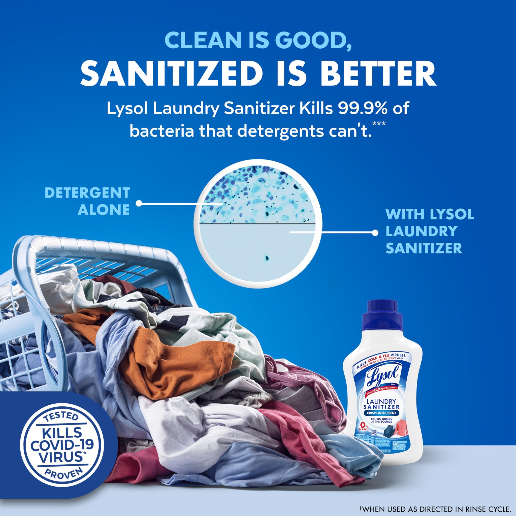 Lysol Disinfectant Laundry Sanitizer & Scent Booster, Laundry Detergent Additive, Color Safe Bleach Alternative, Laundry Odor Eliminator, Kills