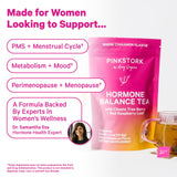 Pink Stork Hormone Balance Tea for Women - Red Raspberry Leaf & Chasteberry (Vitex) - Organic Herbal Tea for PMS, Menstrual Cycle + Perimenopause