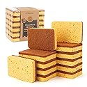 Yocada Cellulose Sponge 12 Pack Biodegradable Natural Kitchen Sponge Dual-Action Cleaning Sponge Compostable Cellulose and Coconut Walnut Non-Scratch