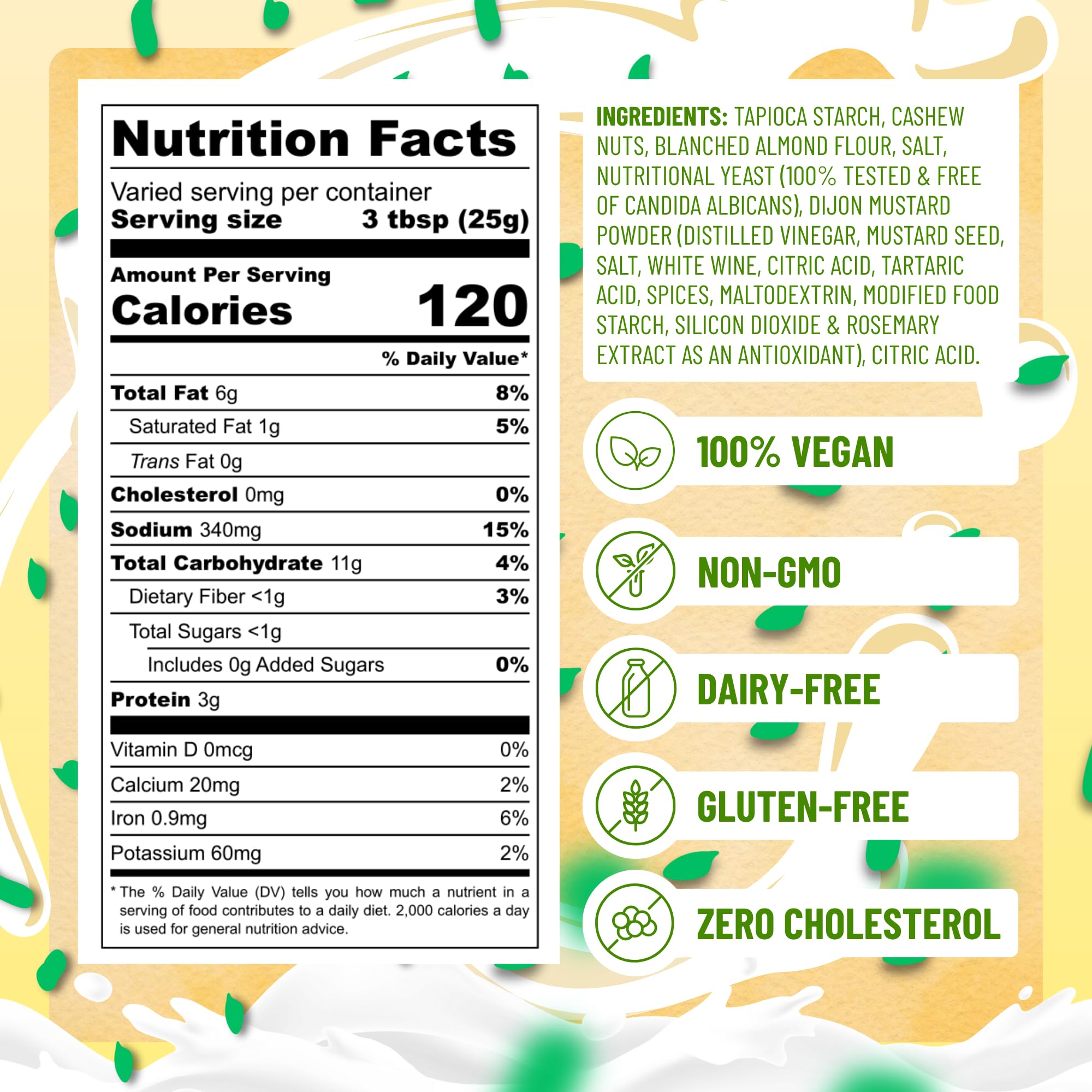 Gloriously Vegan NoochyLicious Sour Cream Powder - Smooth, Tangy, Dairy-Free & Plant-Based Seasoning - Lactose-Free, Gluten-Free, Non-GMO Sour Cream