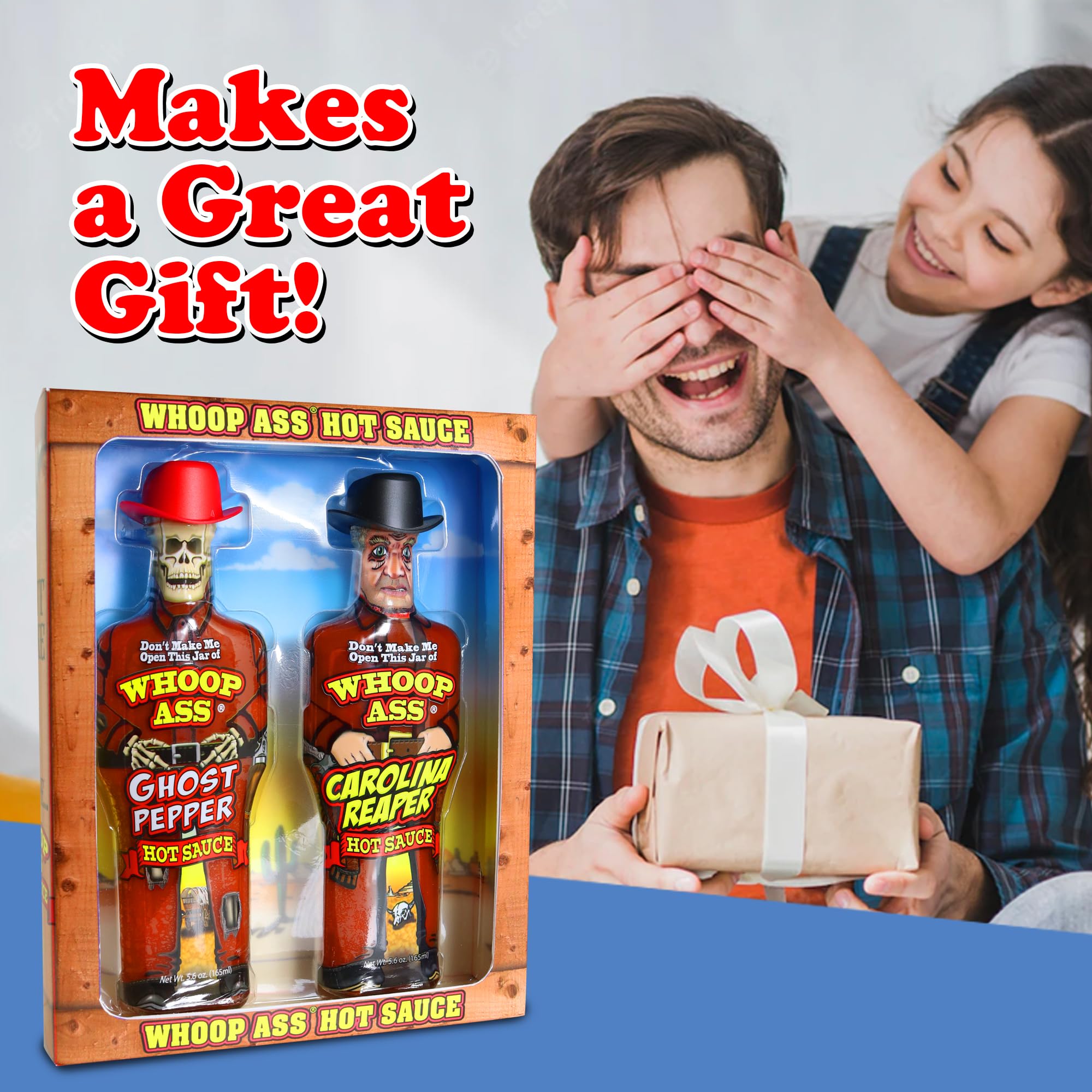Premium Ghost Pepper Hot Sauce and Carolina Reaper Hot Sauce Gift Set - Packaged in Collectible Figurine Bottles - Perfect for Chicken Wings or a Gift