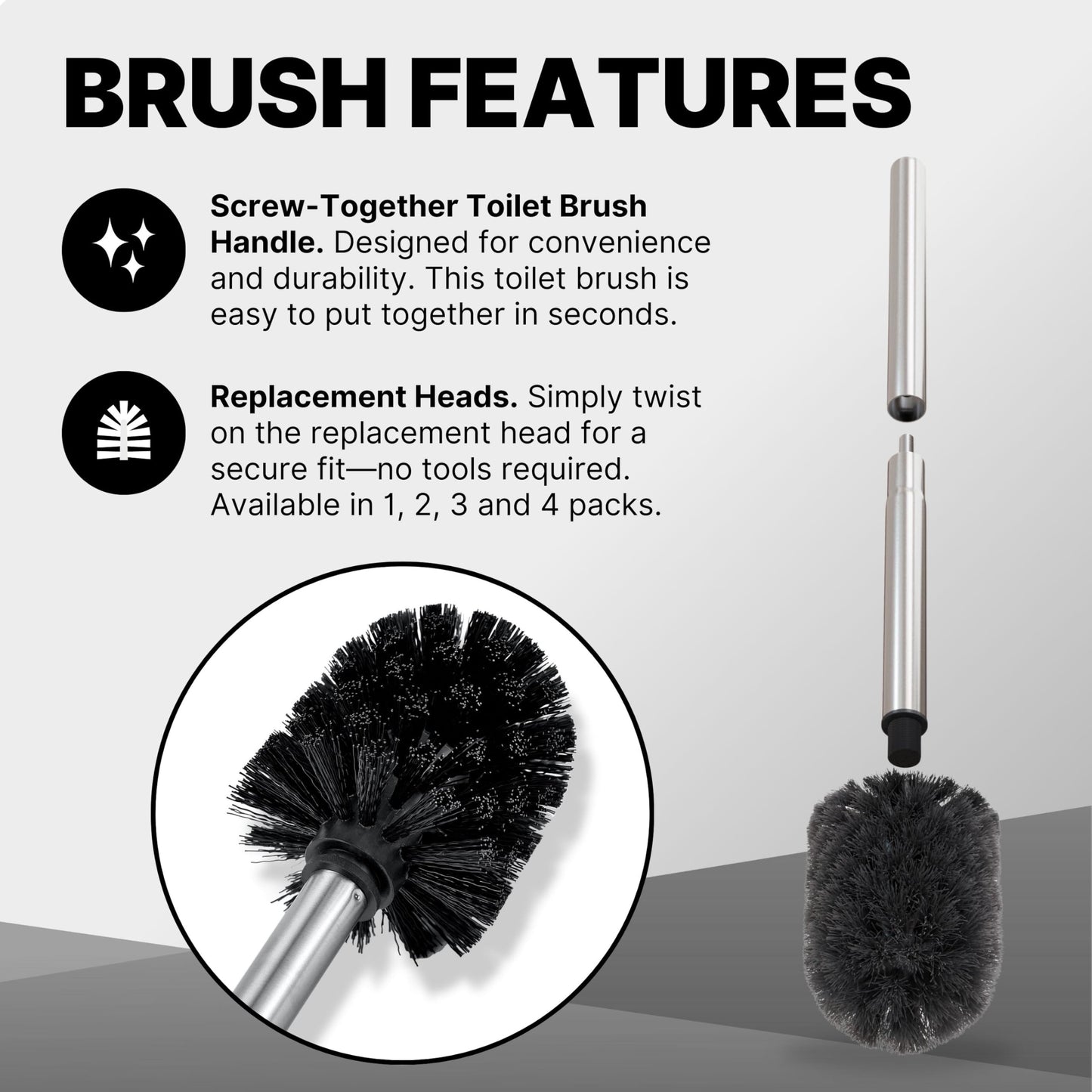 ToiletTree Products Toilet Brush with Lid - Sleek Toilet Bowl Brush and Holder - Toilet Scrubber Brush Set with Heavy-Weight Base - Lidded Toilet Bowl