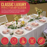 LAXORE 200 Pcs Plastic Dinner Plates - Decorative Disposable Plates - Disposable Plates - Party Plates Set: 25 7’’ & 25 10’’ Plates, 50 Forks, 25