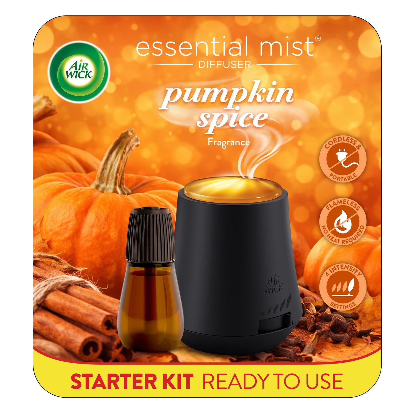 Air Wick Essential Mist Starter Kit (Diffuser + Refill), Pumpkin Spice, Fall scent, Fall spray, Essential Oils Diffuser, Air Freshener