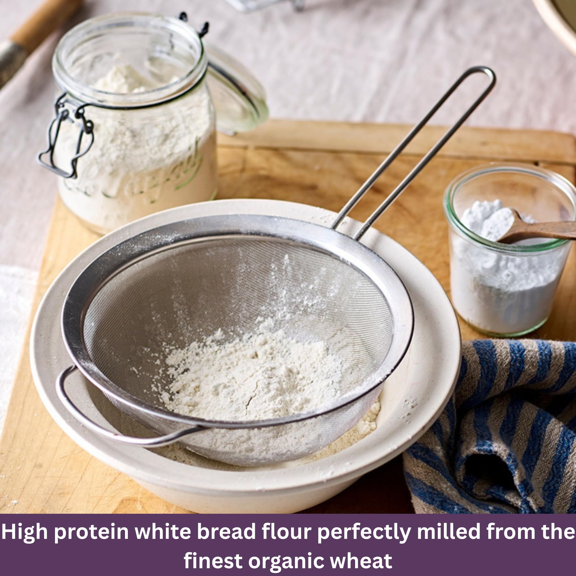Doves Farm Organic Strong White Bread Flour 3.3 lb / 1.5 kg (Pack of 2) - High Protein British Baking Flour for Bread, Rolls and Sourdoughs | Kosher