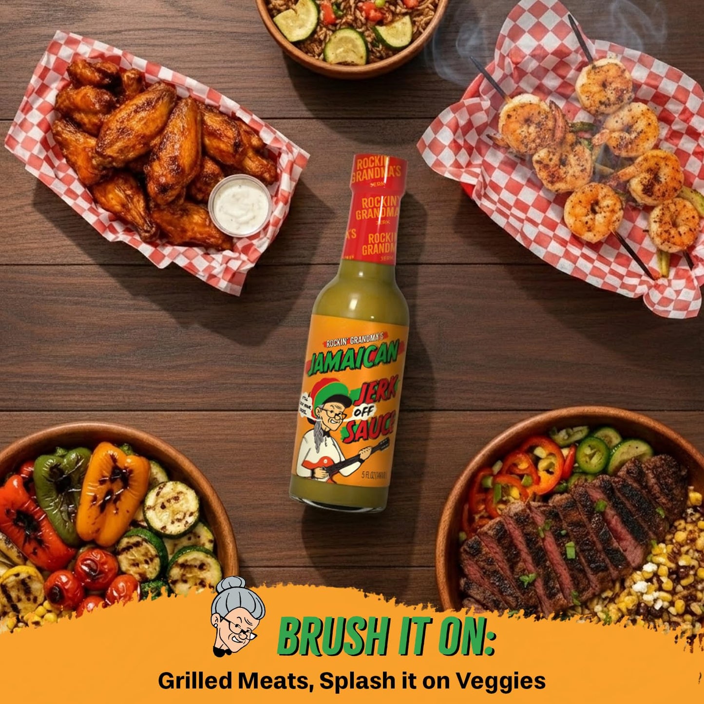 Rockin’ Grandma’s Jamaican Jerk Sauce by Dave’s Gourmet, 5 fl oz - Featured on Prime Video’s Jury Duty: Company Retreat - Low Calorie Caribbean Sweet