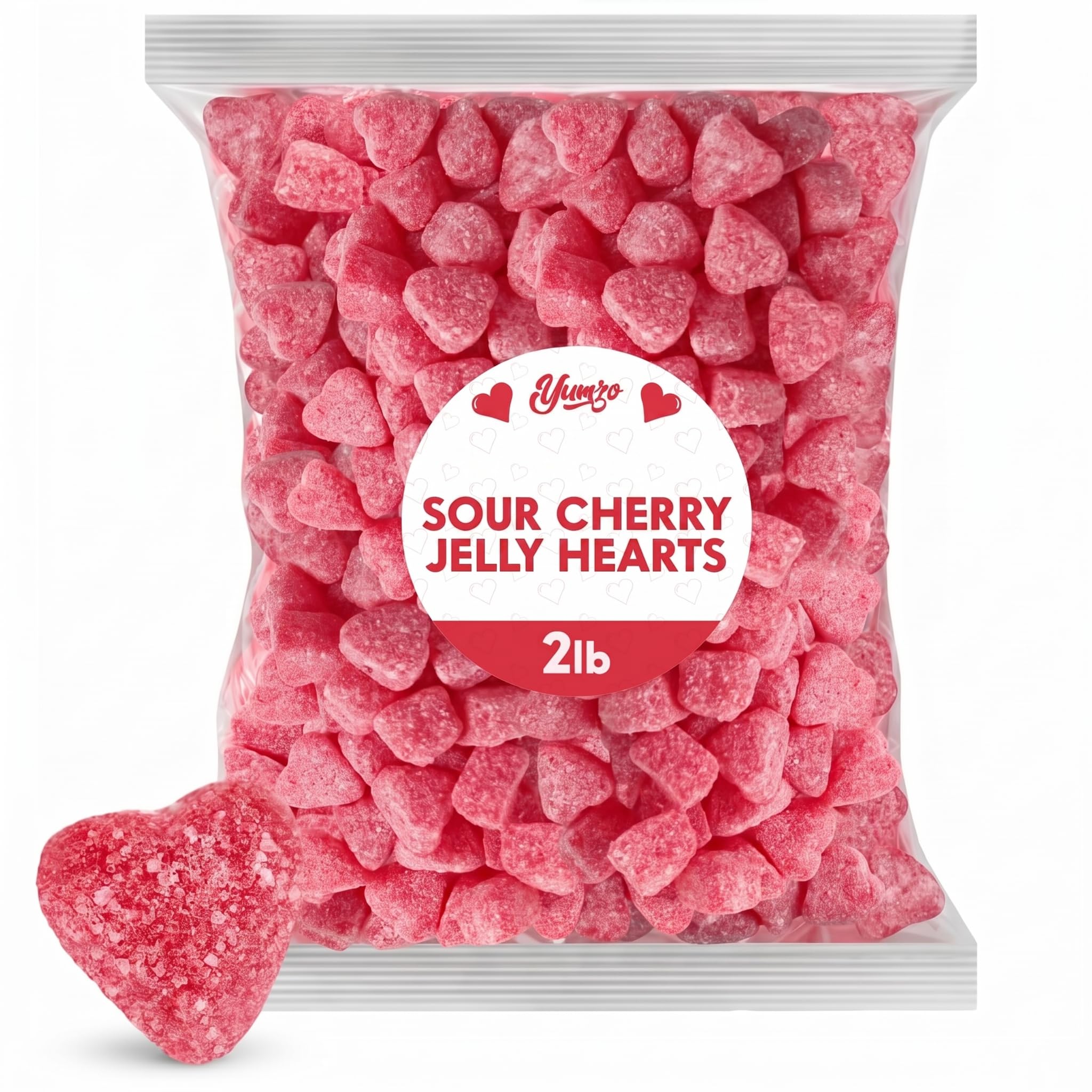Mother's Day Sour Cherry Jelly Hearts Candy, 2lb Pack of Mother's Day Candy Bulk, Ideal Gummy for Parties, Classroom Exchanges and Gift Bags, Perfect