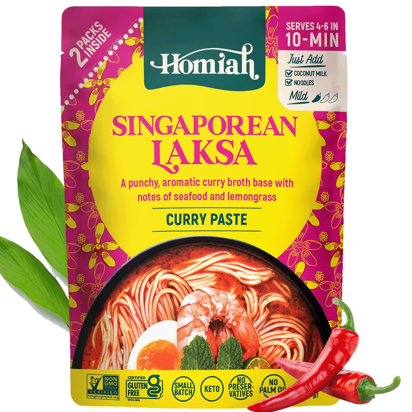 Homiah Laksa Curry Paste - 7 Oz - Gluten Free, Non-GMO Malaysian Curry Paste - Laksa Curry Paste, Thai Essentials for Kitchen - Premium Laksa Thai