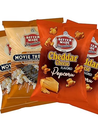 Better Made Special Cheddar Cheese & Movie Theater Butter Popcorn Variety Pack (4) x 8oz (Pack of 4)