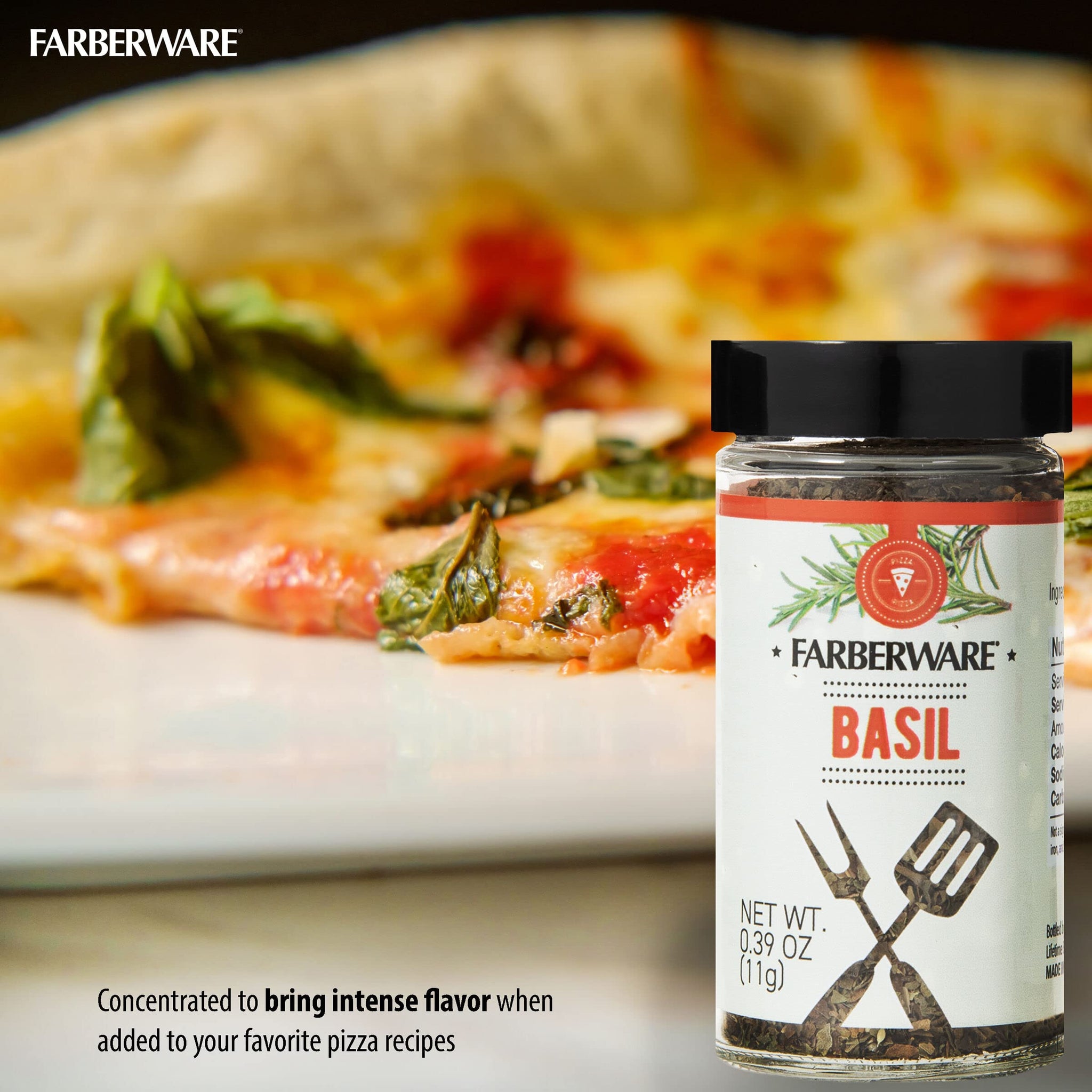 Farberware Pizza Spice Blend Set (Basil, Oregano, Rosemary) In Glass Jars With Removable Sifter Caps For Sprinkling