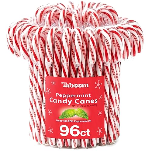 Bulk Peppermint Candy Canes 96 Count Box - Individually Wrapped Classic Red & White Holiday Candy Canes - Refreshing Mint Flavor Christmas Candy