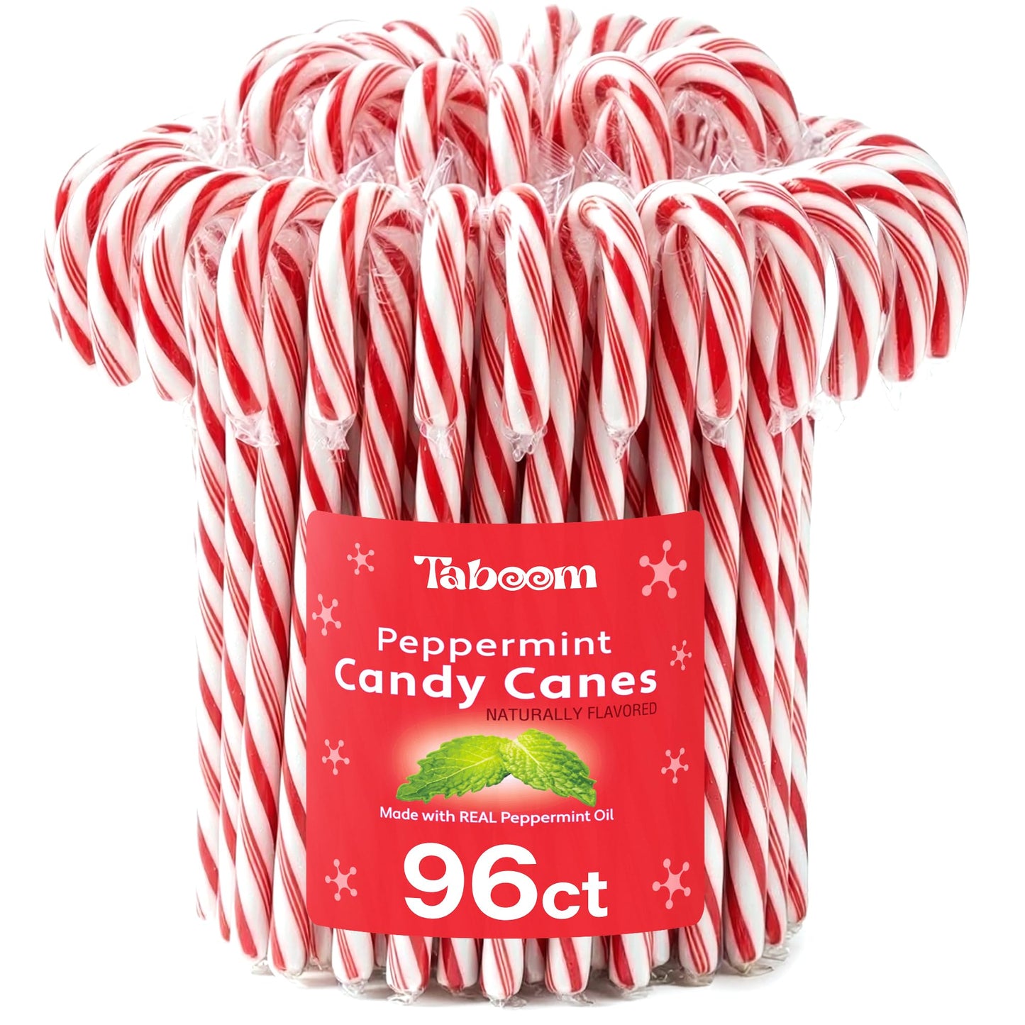 Bulk Peppermint Candy Canes 96 Count Box - Individually Wrapped Classic Red & White Holiday Candy Canes - Refreshing Mint Flavor Christmas Candy