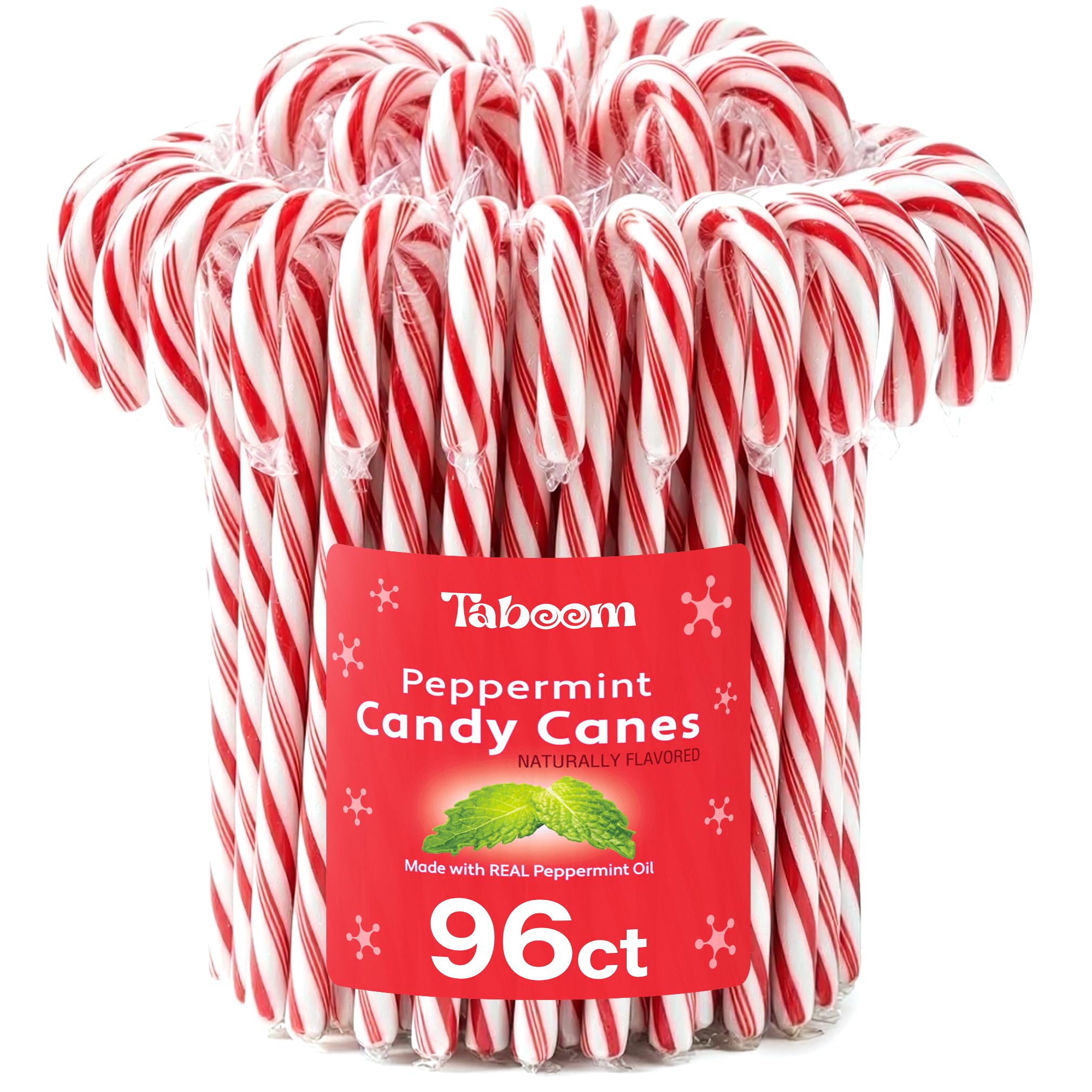 Bulk Peppermint Candy Canes 96 Count Box - Individually Wrapped Classic Red & White Holiday Candy Canes - Refreshing Mint Flavor Christmas Candy