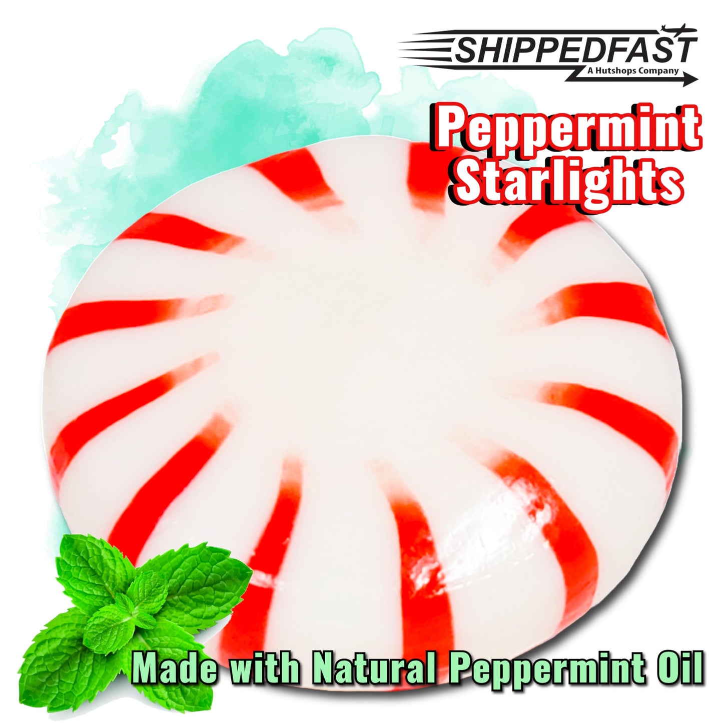 ShippedFast Peppermint Starlights Candy Mints, Real Peppermint Oil Infused Hard Candies, 1 Pound Bag