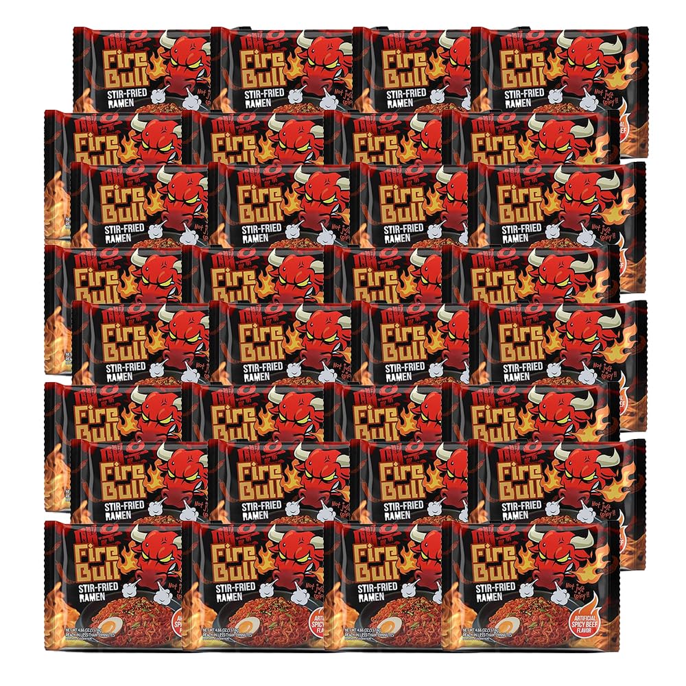 [Fire Bull Ramen] Intense Spicy Stir-Fried Ramen | Original Flavor | Authentic Korean Heat Meets Flavorful Delight | Thick, Chewy Noodles | Quick