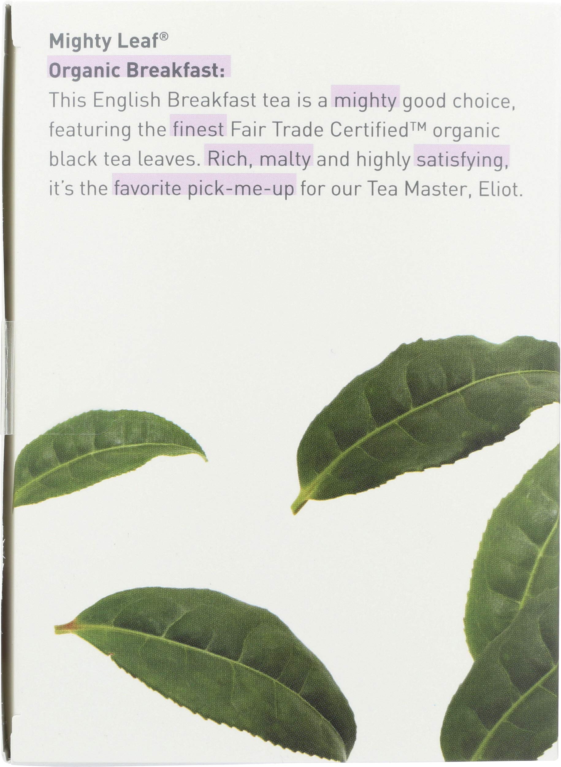 Mighty Leaf Whole Leaf Organic Breakfast Tea, 15 Tea Bags Individual Pyramid-Style Tea Sachets of Organic Caffeinated Black, Delicious Hot or Iced