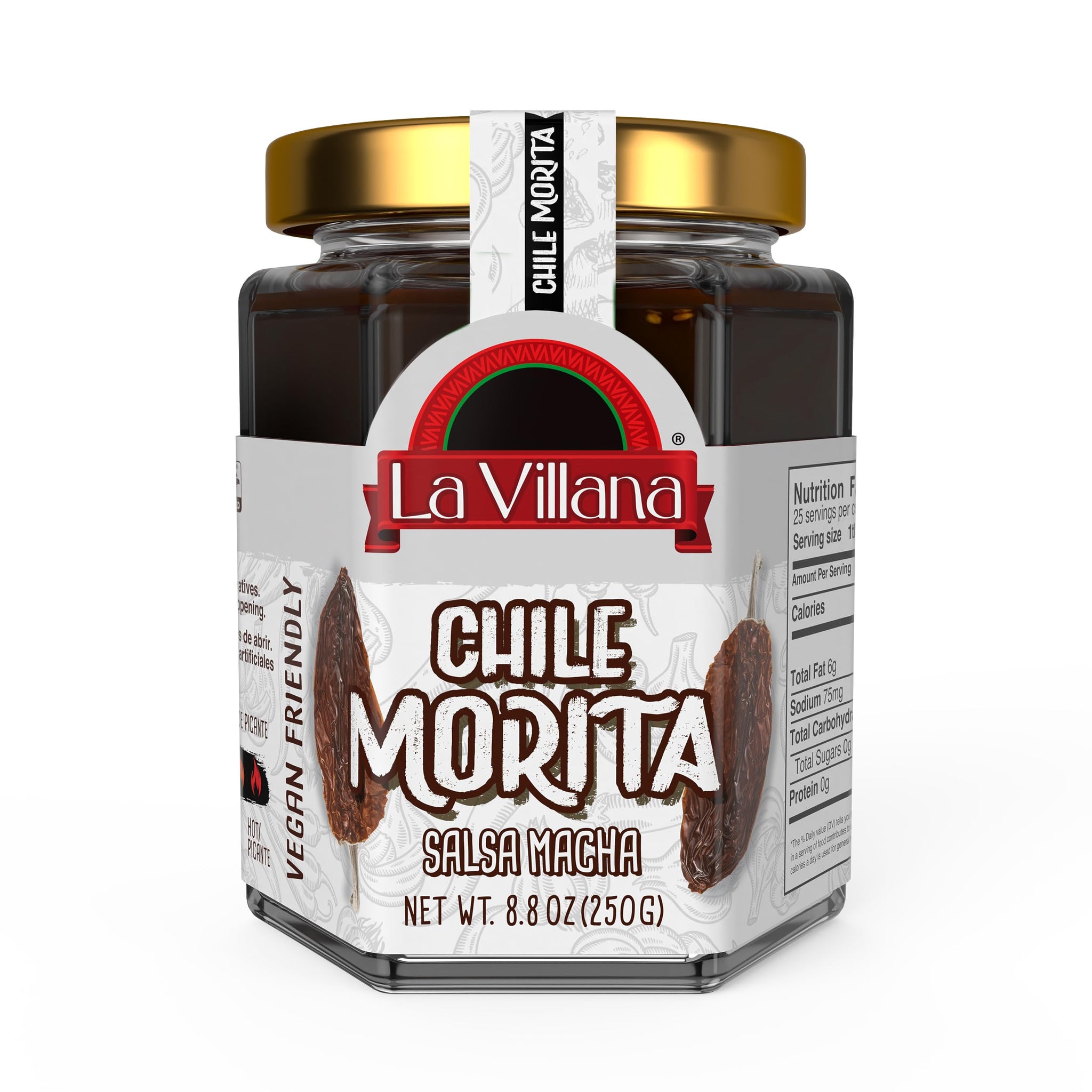 LA VILLANA Morita Pepper Hot Sauce | Authentic Mexican Macha Blend, Natural Ingredients, Safe for Peanut Allergies, 100% Vegetable Oil for Cleaner