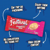 Festival Strawberry Cookies | Cream Strawberry Sandwich Cookies | Natural Dyes & Low Sodium | High Cream Content | 14.6 Oz (Pack of 3)