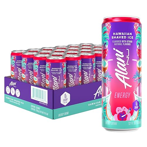 Alani Nu HAWAIIAN SHAVED ICE Ice Sugar Free, Low Calorie Energy Drinks | 200mg Caffeine | Antioxidants | Biotin, B Vitamins | Zero Sugar | 15 Calories