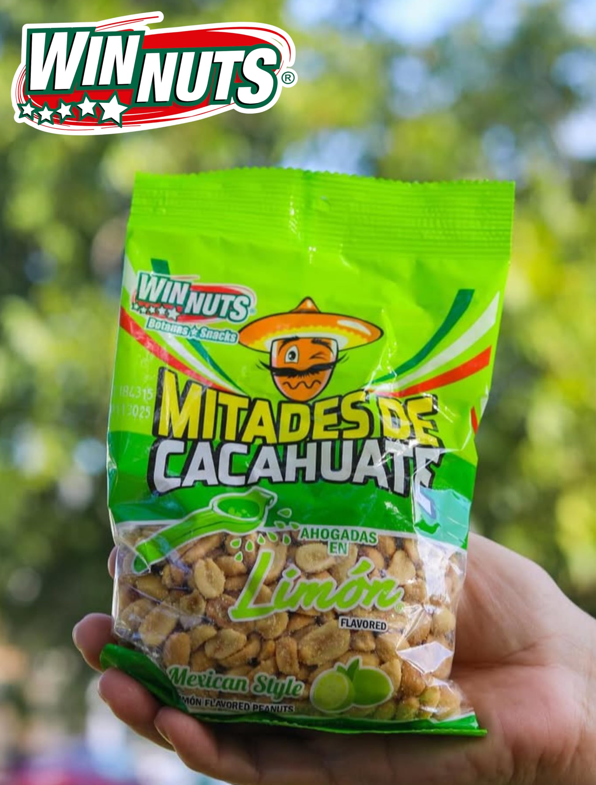 WINNUTS Lemon Peanuts Halves (5 Pack, 5.25 oz Each) | Mitades de Cacahuates con Limón, Authentic Mexican Botana Snack