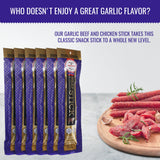 Aufschnitt Grass Fed Beef Jerky Sticks - Low Sodium, Certified Kosher - Made in USA - Keto Friendly - 6 Pack, Garlic