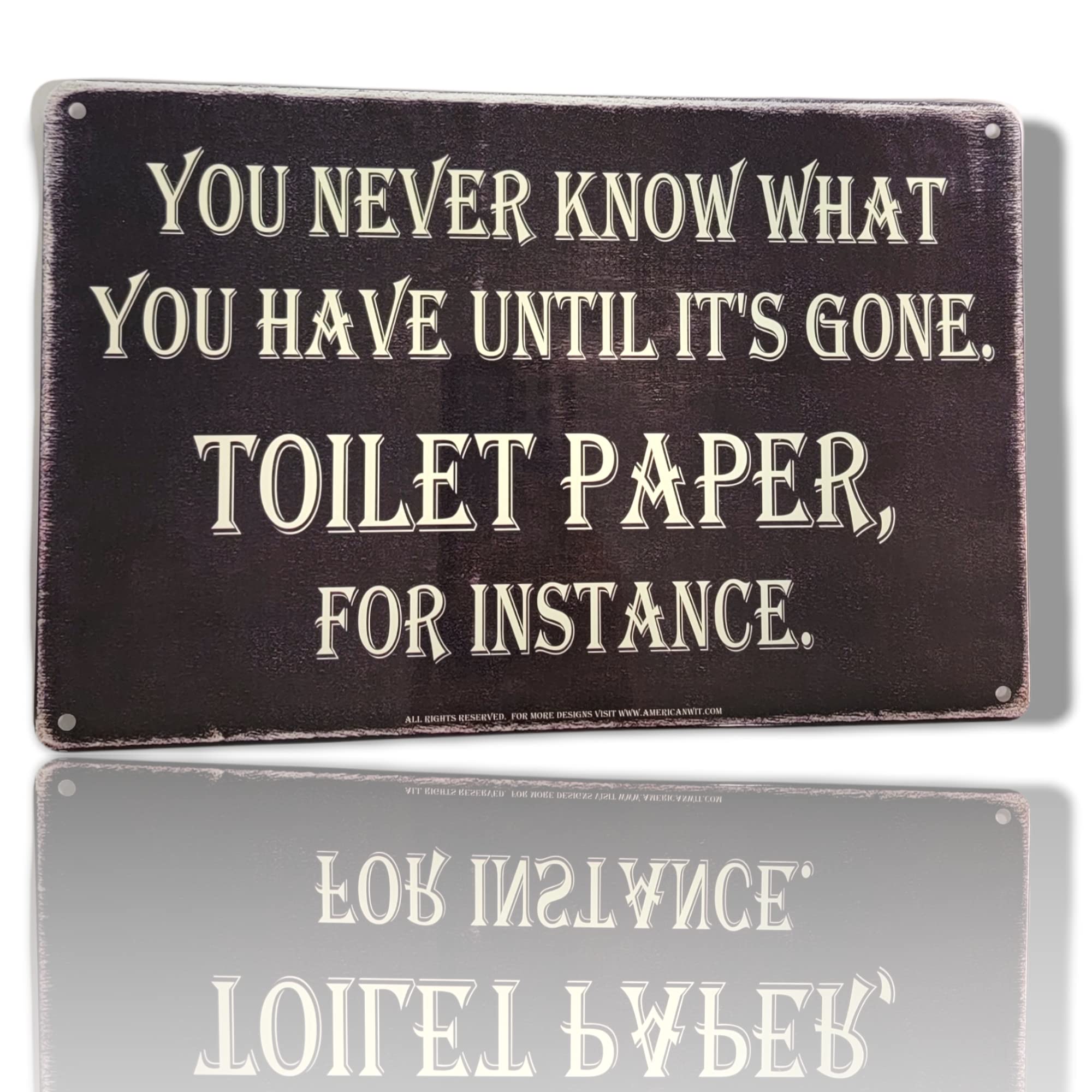 AMERICAN WIT (You Never Know What You Have Until It's Gone. Toilet Paper, For Instance) 8" x 12" Funny Metal Tin Bar Wall Sign