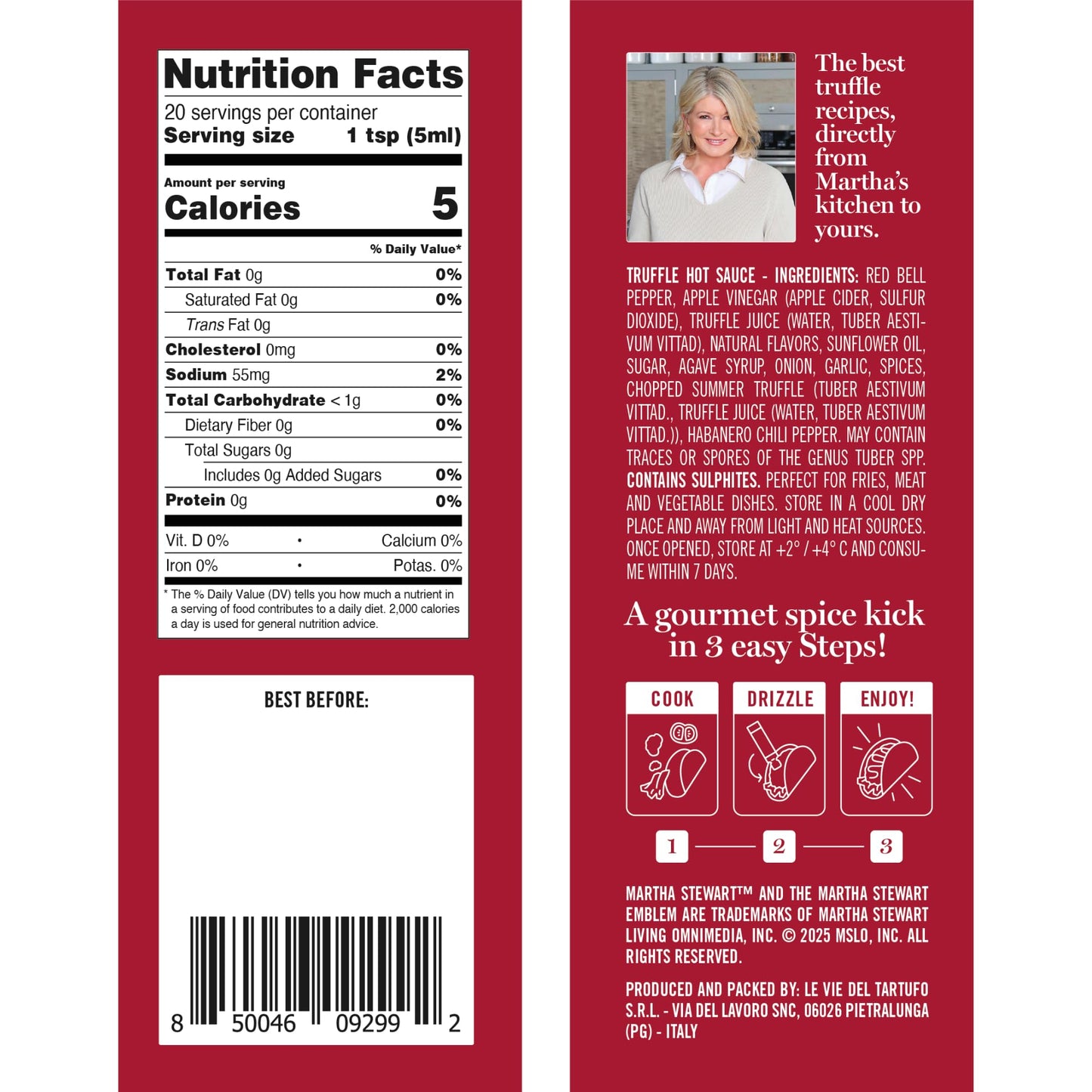 Martha Stewart and Jimmy Tartufi Gourmet Black Truffle Hot Sauce, 3.3 fl oz (Pack of 1) - Made With Real Summer Truffle & Italian Habanero Pepper, No