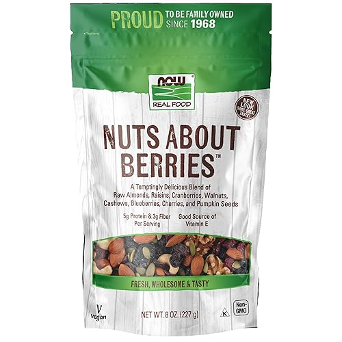 NOW Foods, Nuts About Berries™, Delicious Blend of Raw Almonds, Raisins, Cranberries, Walnuts, Cashews, Blueberries, Cherries and Pumpkin Seeds