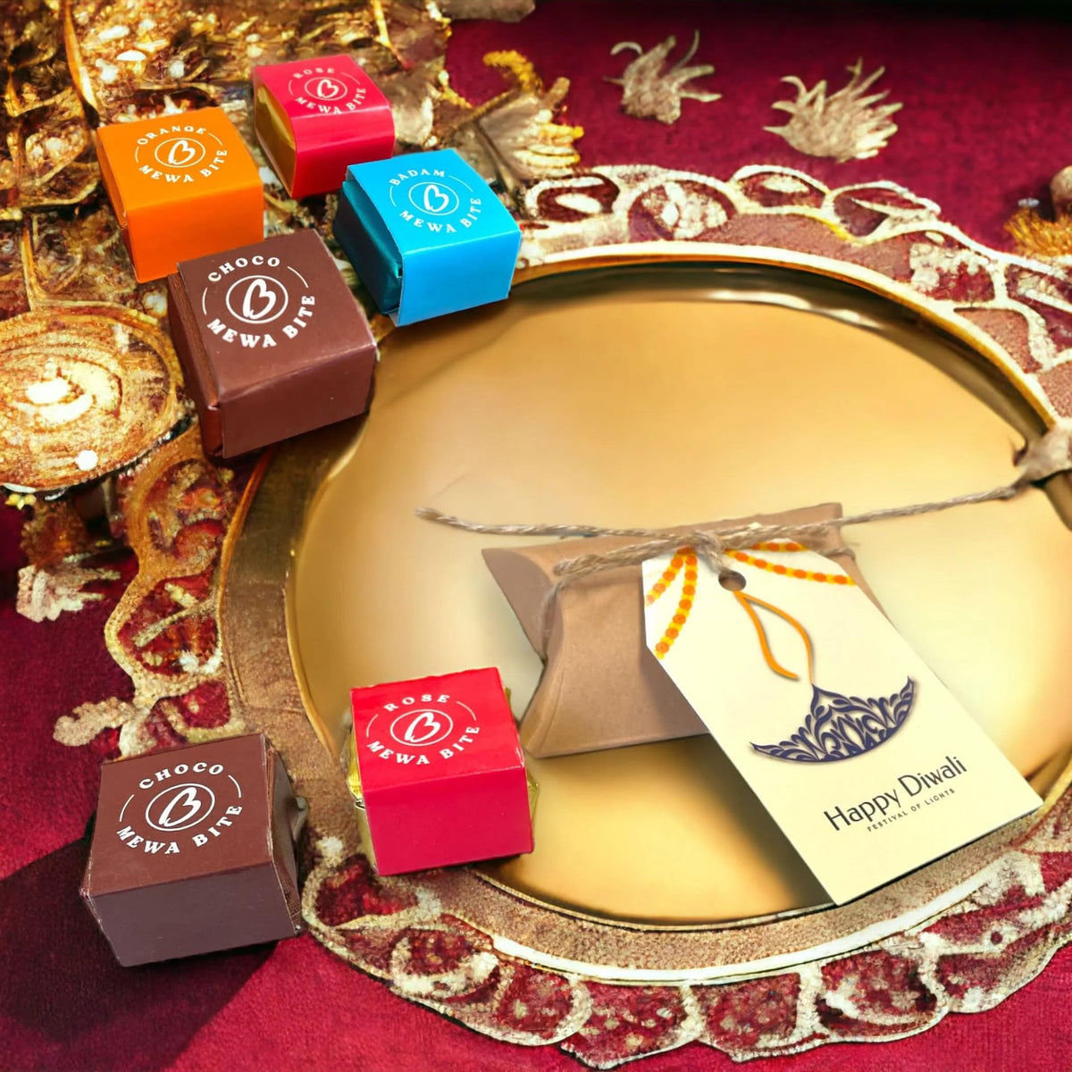 LoveNspire Personalized Diwali Gifts Hamper Indian Diwali Gift Boxes Happy Diwali Stickers Custom Box Sweets Dry Fruits for Home Family Relatives
